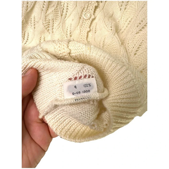 Vintage Mitsukoshi Knit Cardigan Women's Small Ecru Ivory Japanese Wool Feminine - Picture 9 of 12